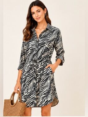 Sam Edelman Palm Print Shirt Dress NWT Size 14
